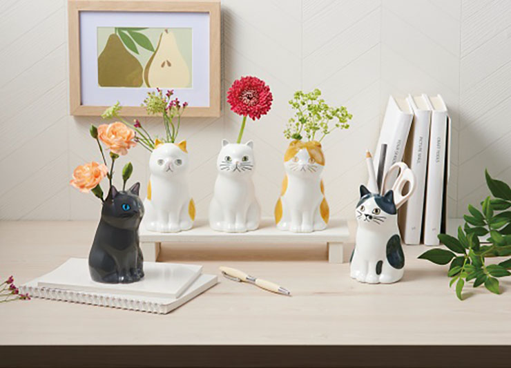 猫の絵 フラワーキャット （Quail Ceramics キャット・フラワー