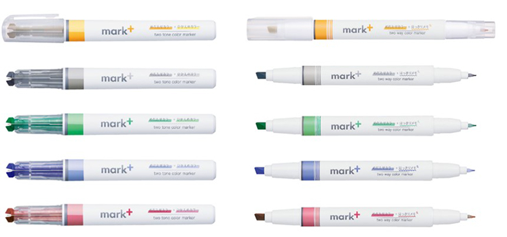 コクヨ、1本2役のカラーマーカー「マークタス」2タイプで各5種の新色