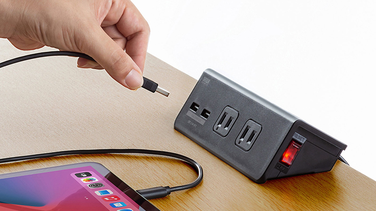 サンワサプライ、机に固定して使えるUSBポート付きタップ「TAP-B105U-3BK」を発売 ｜デザインを深掘り MdN