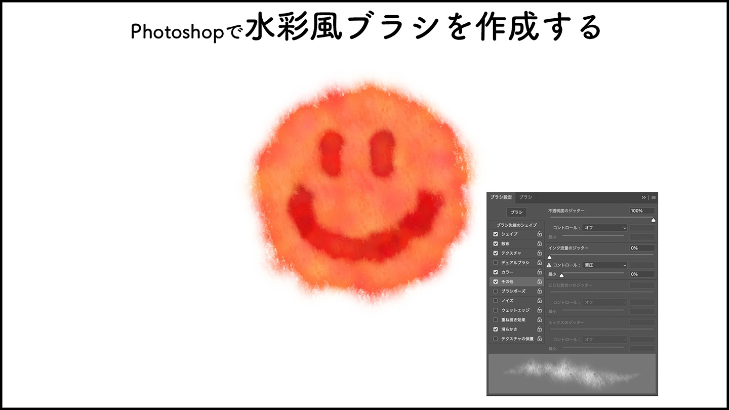 Photoshopで水彩風ブラシを作成する ブラシ Photoshop逆引き辞典 デザインってオモシロイ Mdn Design Interactive