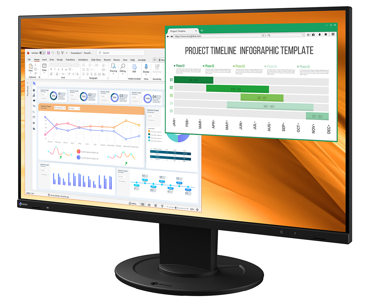 EIZO、環境対応を強化した標準消費電力8Wの23.8型モニター「FlexScan