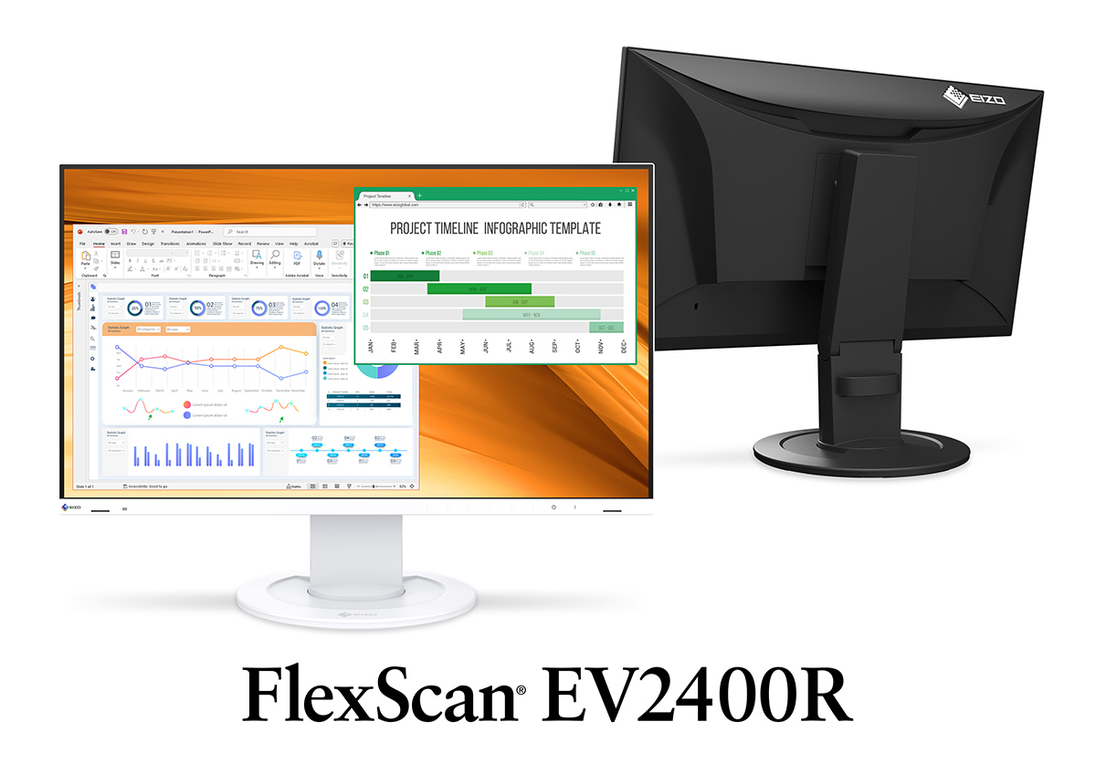 EIZO、環境対応を強化した標準消費電力8Wの23.8型モニター「FlexScan