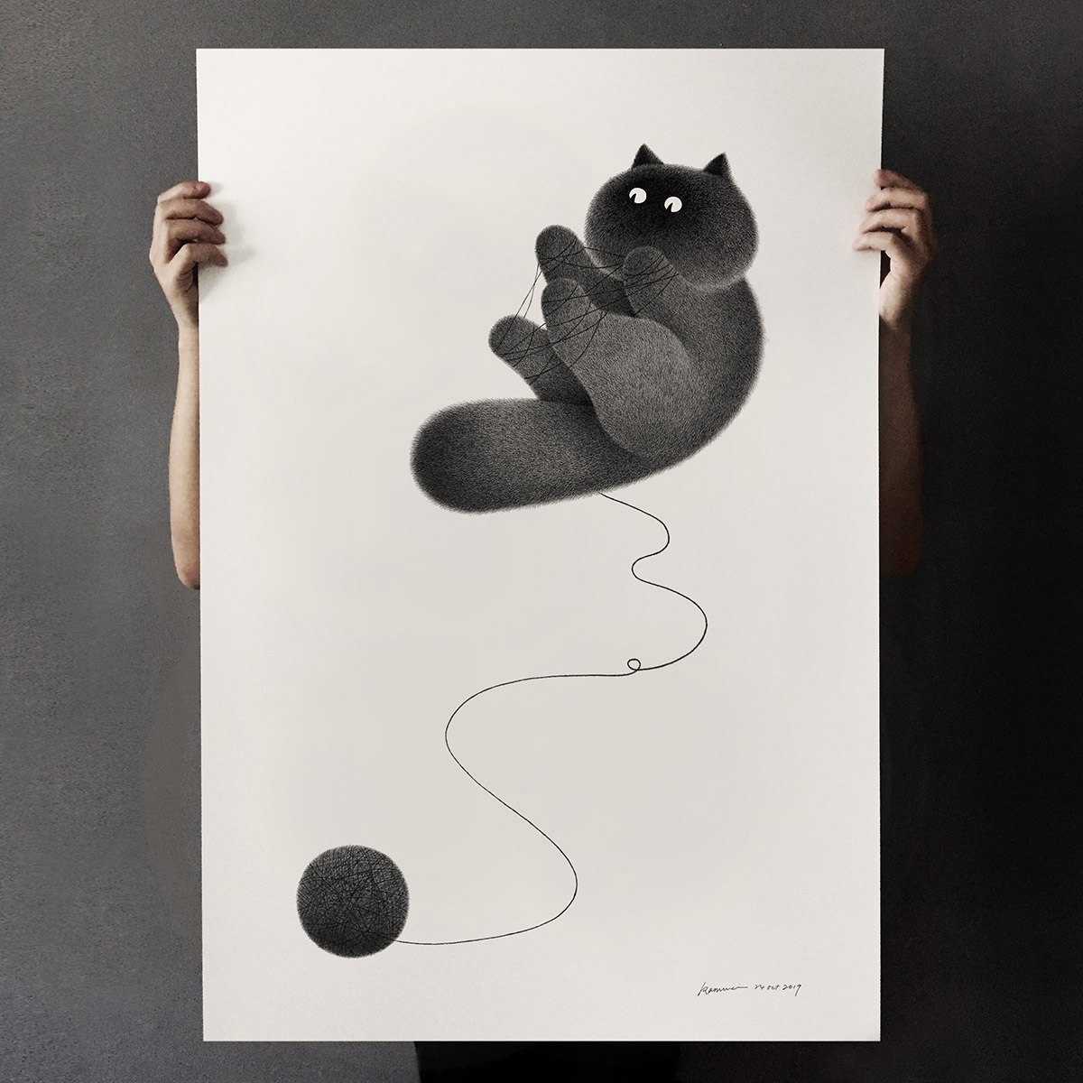 モフモフの猫を描いた代表作シリーズなどが展示されるカムウェイ