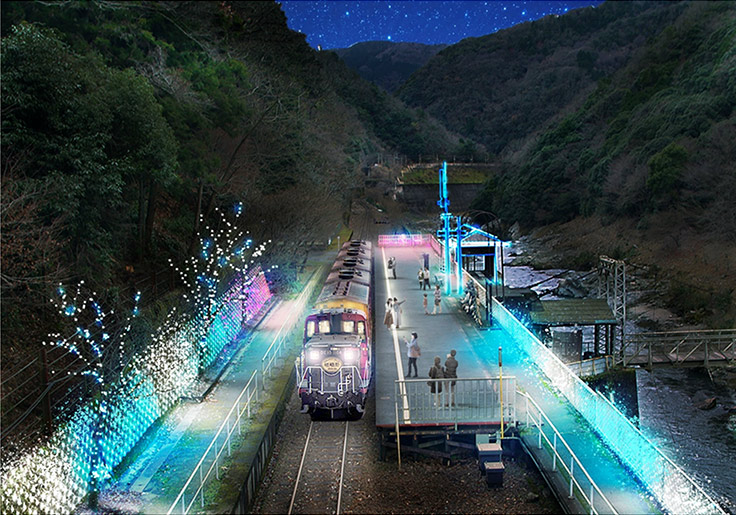 嵯峨野観光鉄道が「嵯峨野トロッコ 光の幻想列車」を運行
