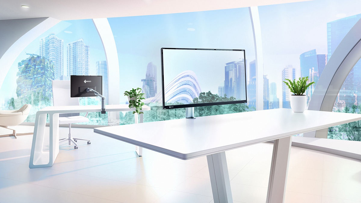 EIZO、23.8型フルHD液晶モニターと専用デスクスタンドのセット