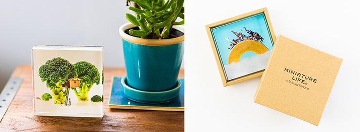 ミニチュア写真家・見立て作家の田中達也氏の作品をアクリルブロック化