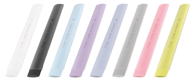 サンスター文具、かさばらない形状の消しゴム「フラットロング