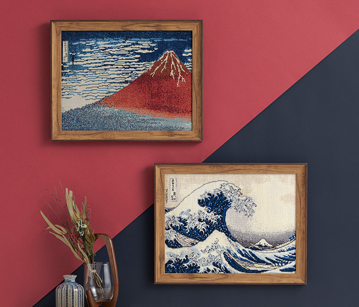 葛飾北斎の浮世絵の代表作を刺しゅうで再現できる手芸キットが