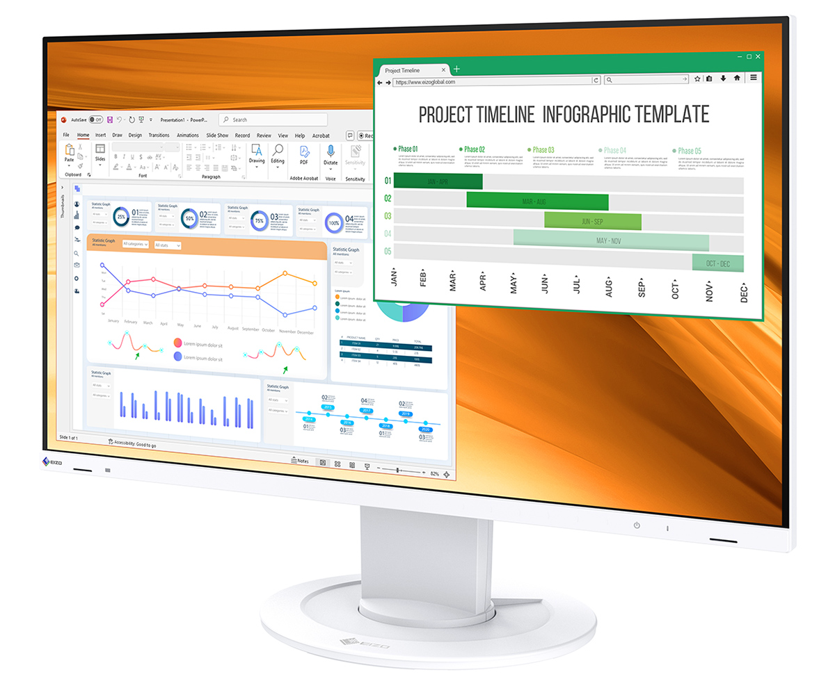 EIZO、環境対応を強化した標準消費電力8Wの23.8型モニター「FlexScan