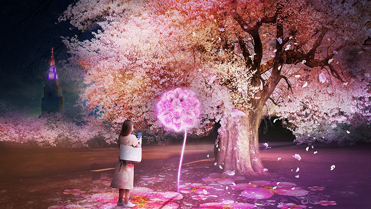 新宿御苑でリアルの桜とデジタルアートの融合を楽しめる「夜桜イベント